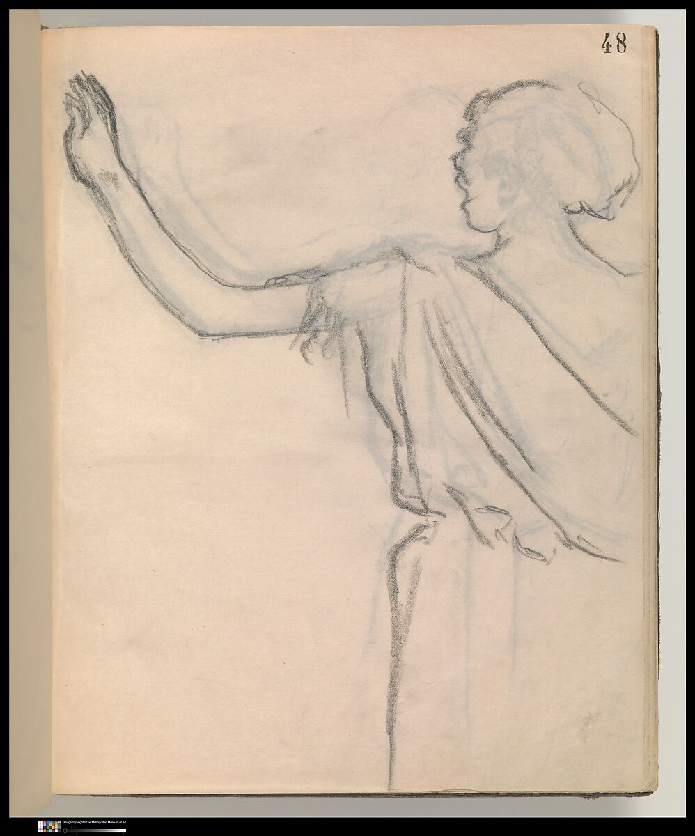 Album of Forty-five Figure Studies, Edgar Degas (French, Paris 1834–1917 Paris), Black chalk on thin, eggshell paper