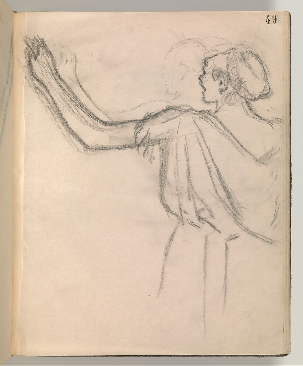 Album of Forty-five Figure Studies, Edgar Degas (French, Paris 1834–1917 Paris), Black chalk on thin, eggshell paper
