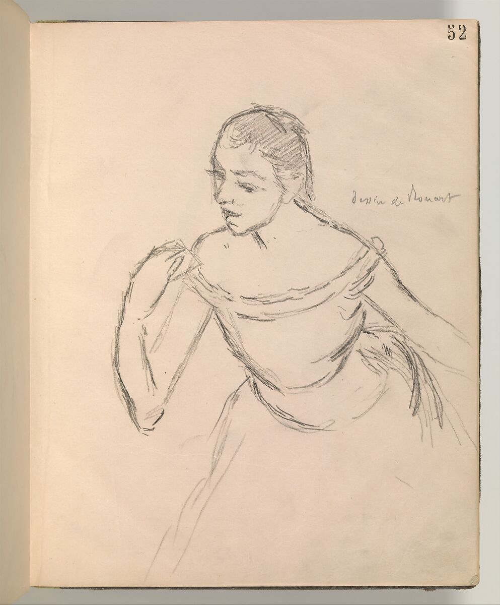 Album of Forty-five Figure Studies, Edgar Degas (French, Paris 1834–1917 Paris), Black chalk on thin, eggshell paper
