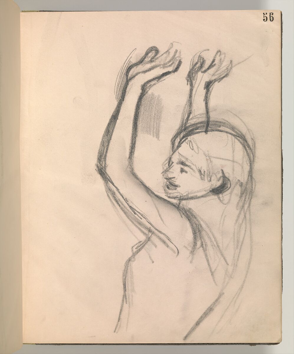 Album of Forty-five Figure Studies, Edgar Degas (French, Paris 1834–1917 Paris), Black chalk on thin, eggshell paper
