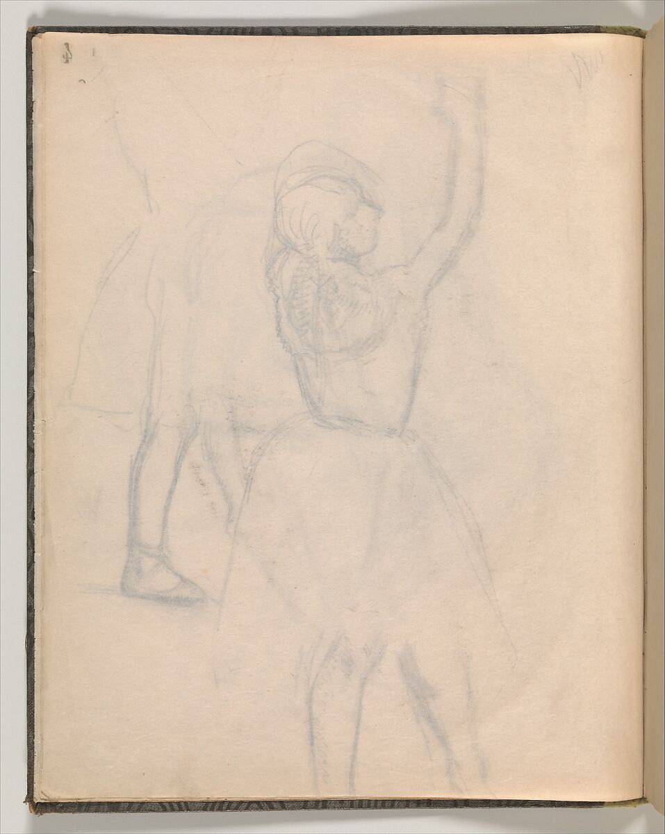 Album of Forty-five Figure Studies, Edgar Degas (French, Paris 1834–1917 Paris), Black chalk on thin, eggshell paper