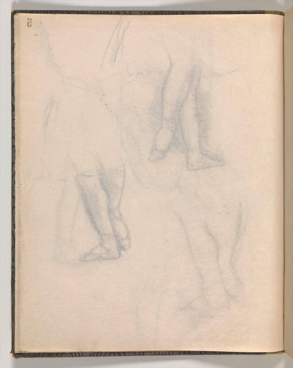 Album of Forty-five Figure Studies, Edgar Degas (French, Paris 1834–1917 Paris), Black chalk on thin, eggshell paper