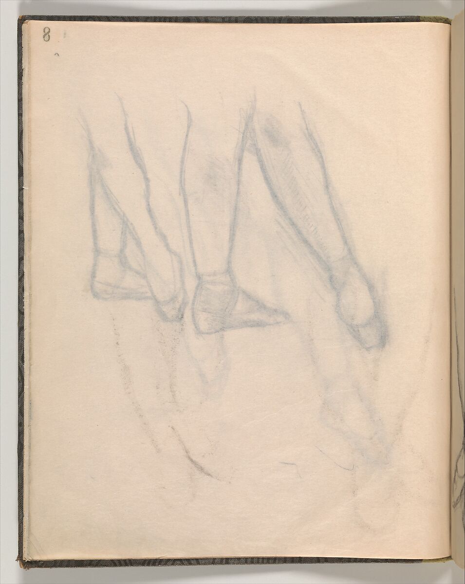 Album of Forty-five Figure Studies, Edgar Degas (French, Paris 1834–1917 Paris), Black chalk on thin, eggshell paper