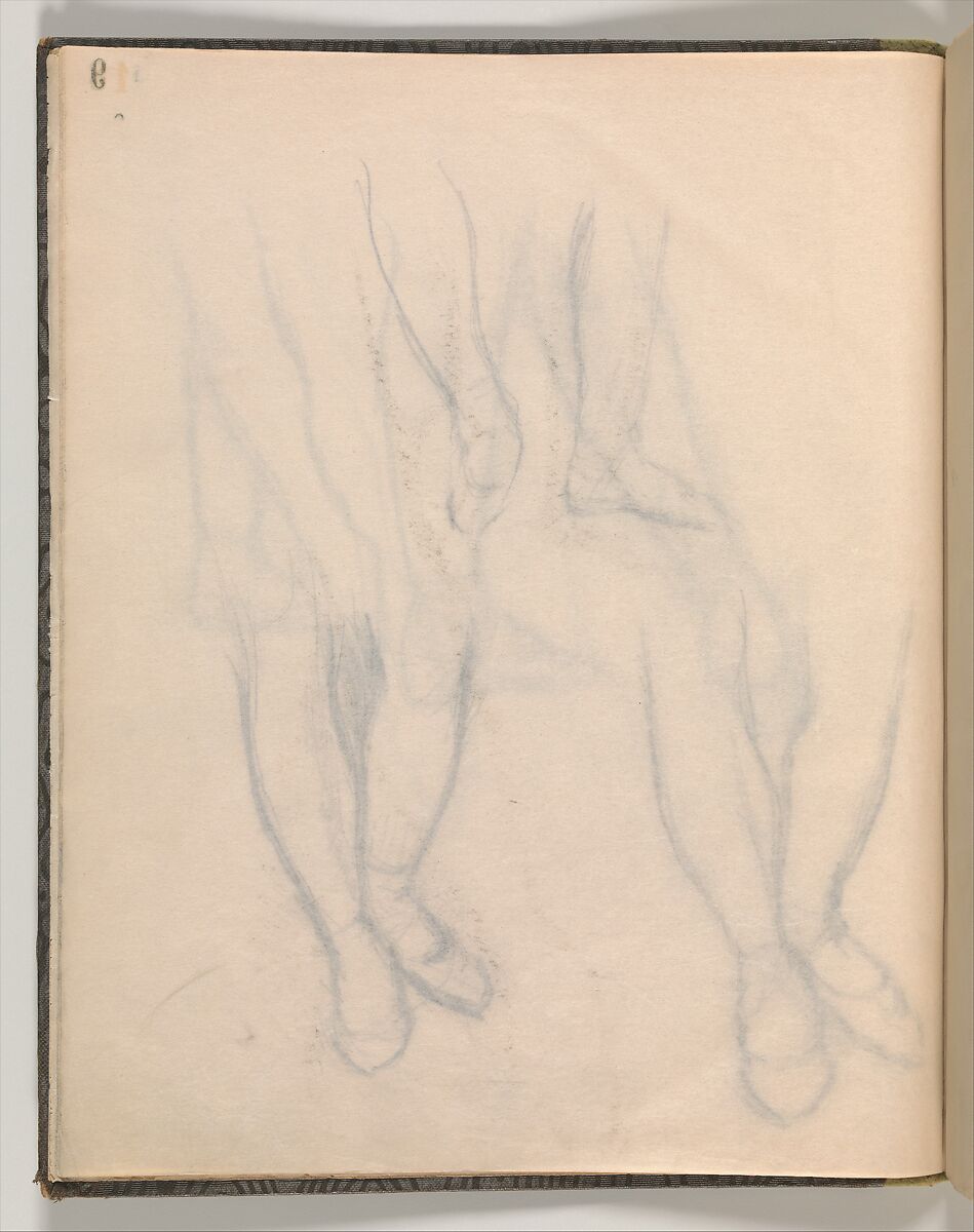 Album of Forty-five Figure Studies, Edgar Degas (French, Paris 1834–1917 Paris), Black chalk on thin, eggshell paper