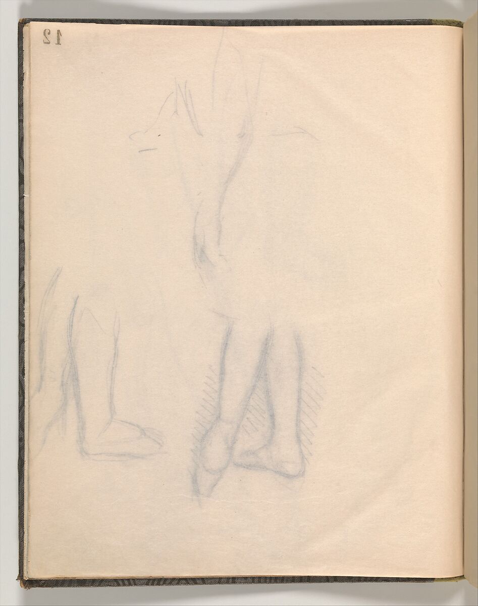 Album of Forty-five Figure Studies, Edgar Degas (French, Paris 1834–1917 Paris), Black chalk on thin, eggshell paper