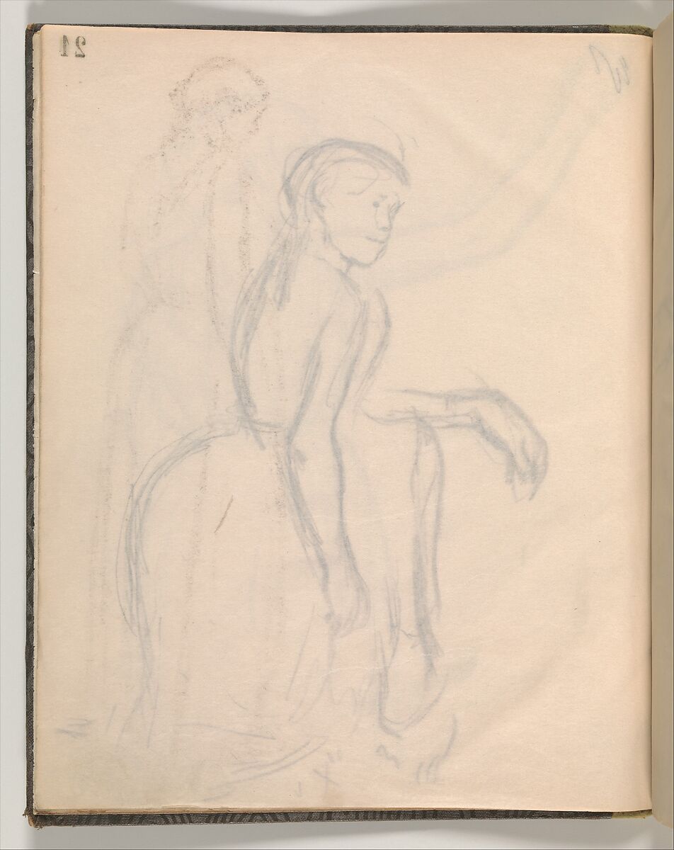 Album of Forty-five Figure Studies, Edgar Degas (French, Paris 1834–1917 Paris), Black chalk on thin, eggshell paper
