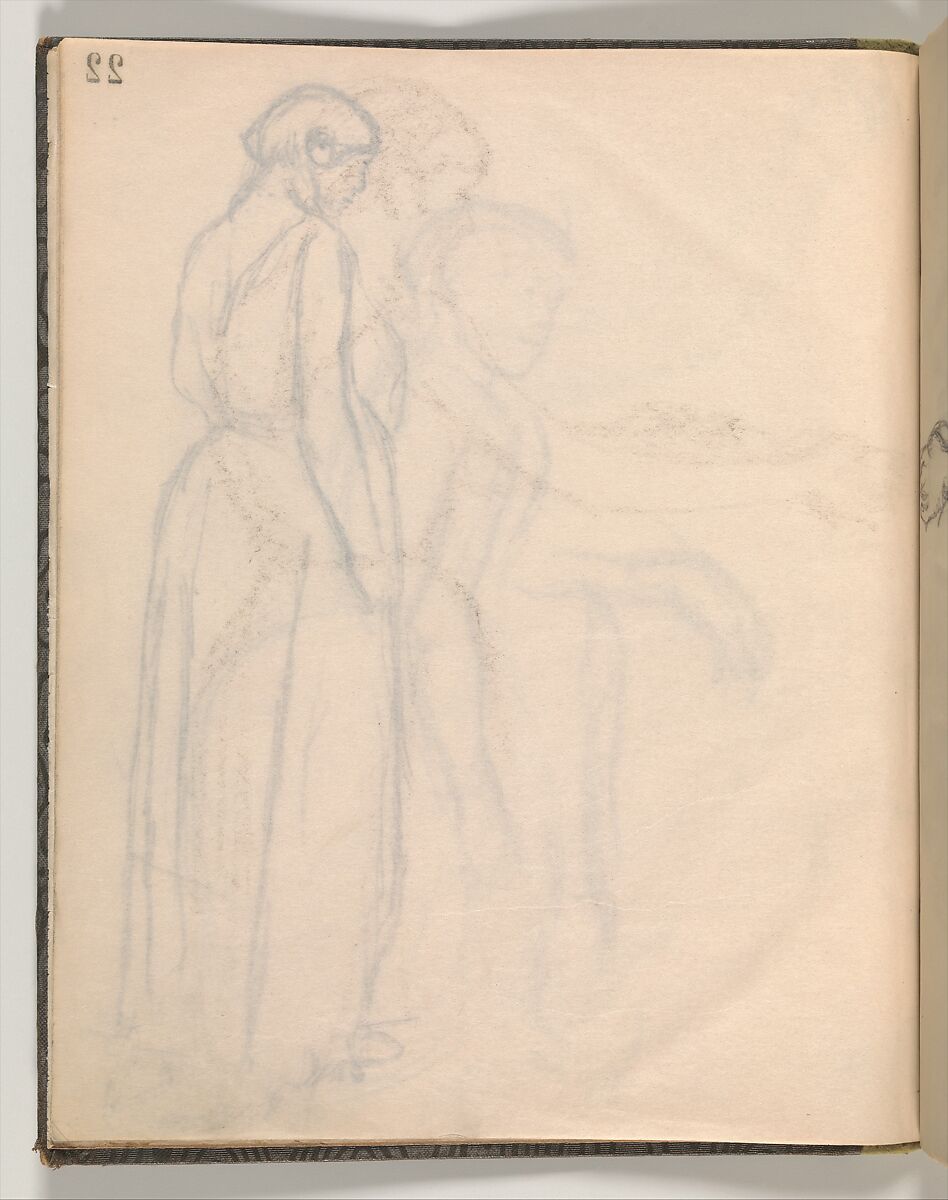 Album of Forty-five Figure Studies, Edgar Degas (French, Paris 1834–1917 Paris), Black chalk on thin, eggshell paper