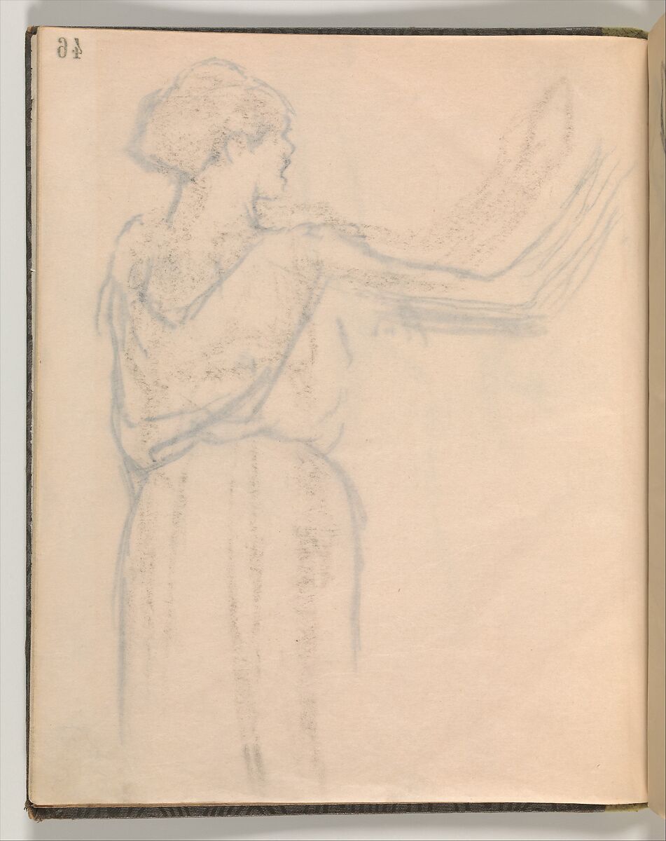 Album of Forty-five Figure Studies, Edgar Degas (French, Paris 1834–1917 Paris), Black chalk on thin, eggshell paper