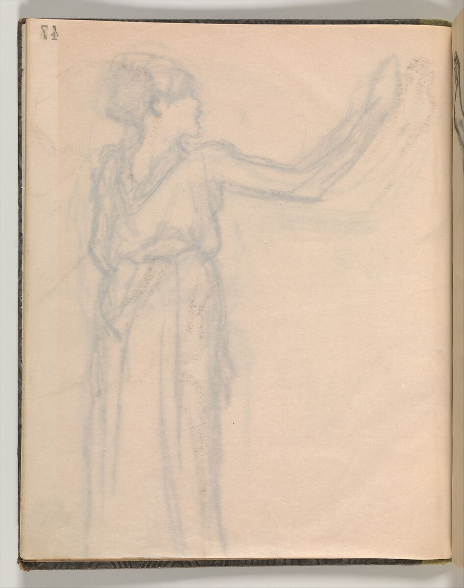 Album of Forty-five Figure Studies, Edgar Degas (French, Paris 1834–1917 Paris), Black chalk on thin, eggshell paper