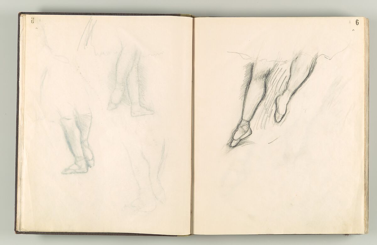 Album of Forty-five Figure Studies, Edgar Degas (French, Paris 1834–1917 Paris), Black chalk on thin, eggshell paper