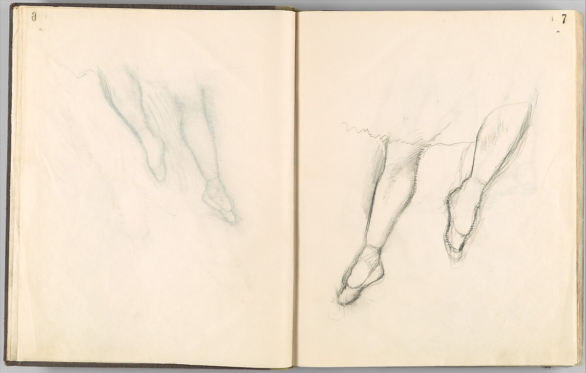 Album of Forty-five Figure Studies, Edgar Degas (French, Paris 1834–1917 Paris), Black chalk on thin, eggshell paper