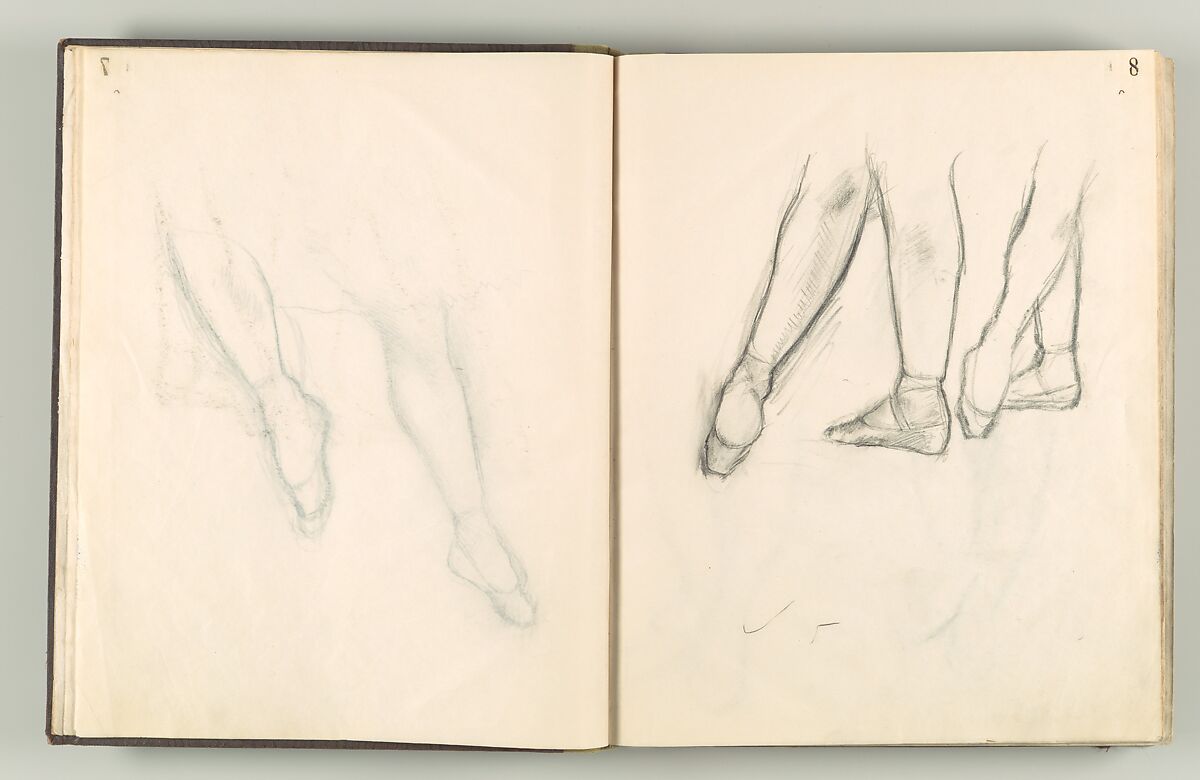 Album of Forty-five Figure Studies, Edgar Degas (French, Paris 1834–1917 Paris), Black chalk on thin, eggshell paper