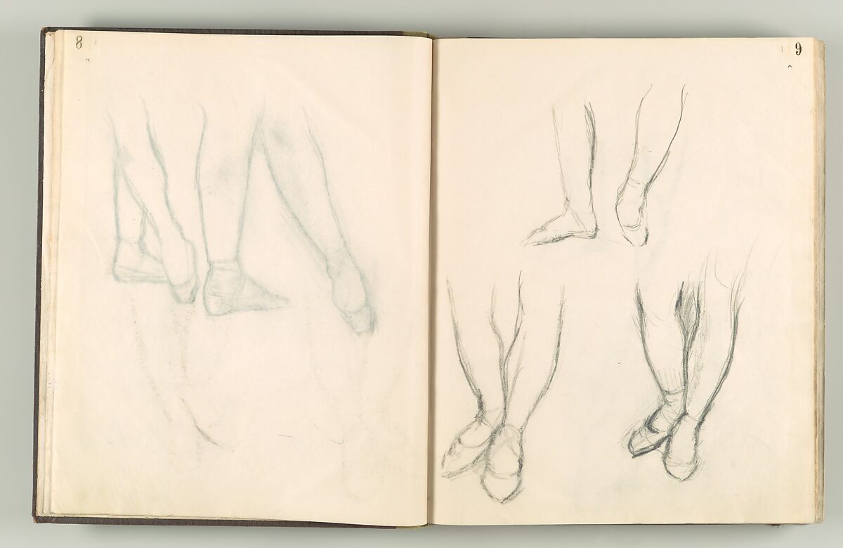 Album of Forty-five Figure Studies, Edgar Degas (French, Paris 1834–1917 Paris), Black chalk on thin, eggshell paper