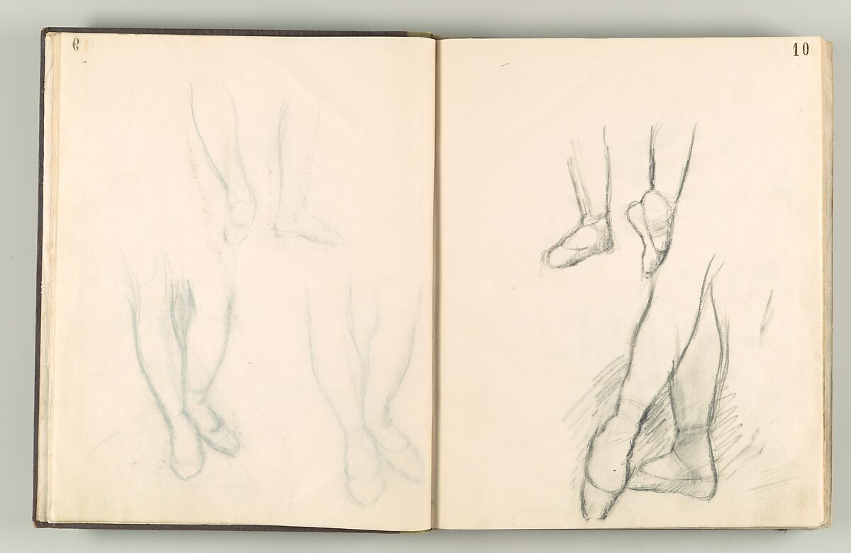 Album of Forty-five Figure Studies, Edgar Degas (French, Paris 1834–1917 Paris), Black chalk on thin, eggshell paper