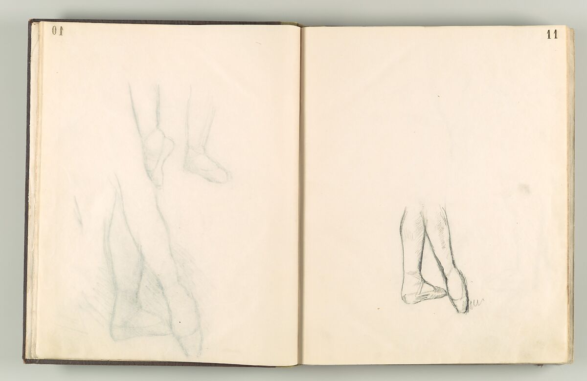 Album of Forty-five Figure Studies, Edgar Degas (French, Paris 1834–1917 Paris), Black chalk on thin, eggshell paper