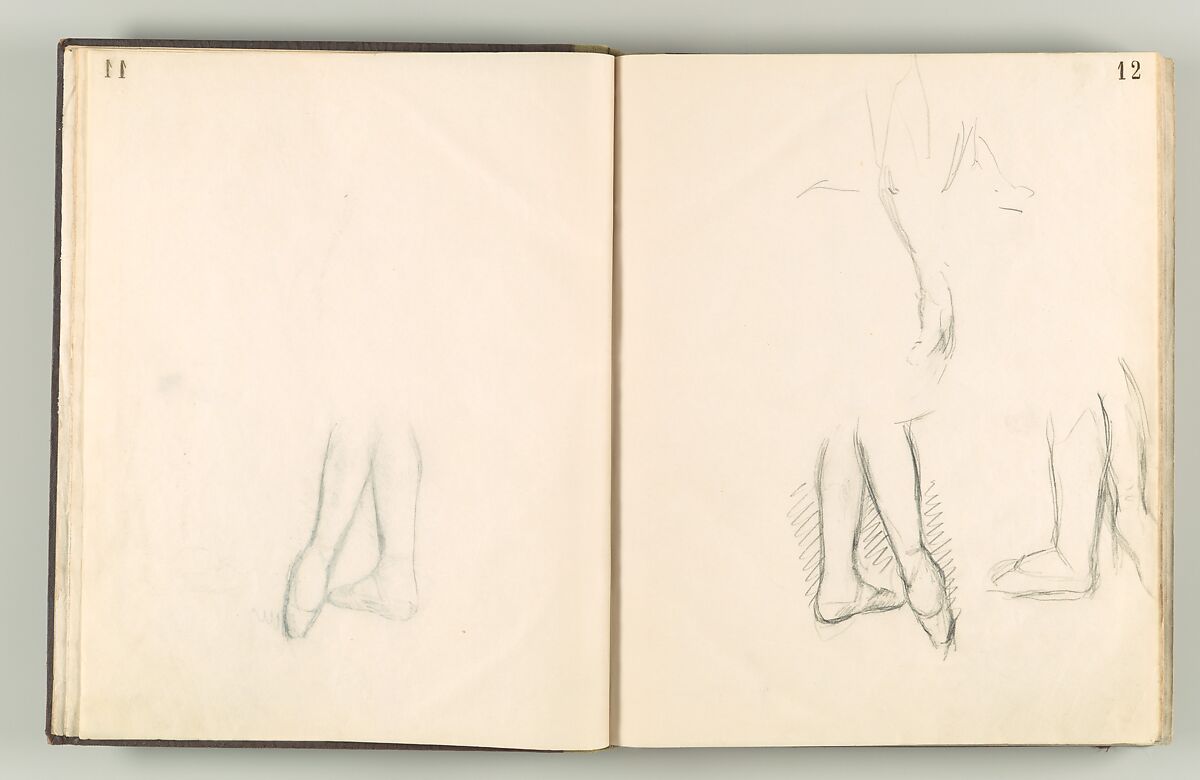 Album of Forty-five Figure Studies, Edgar Degas (French, Paris 1834–1917 Paris), Black chalk on thin, eggshell paper
