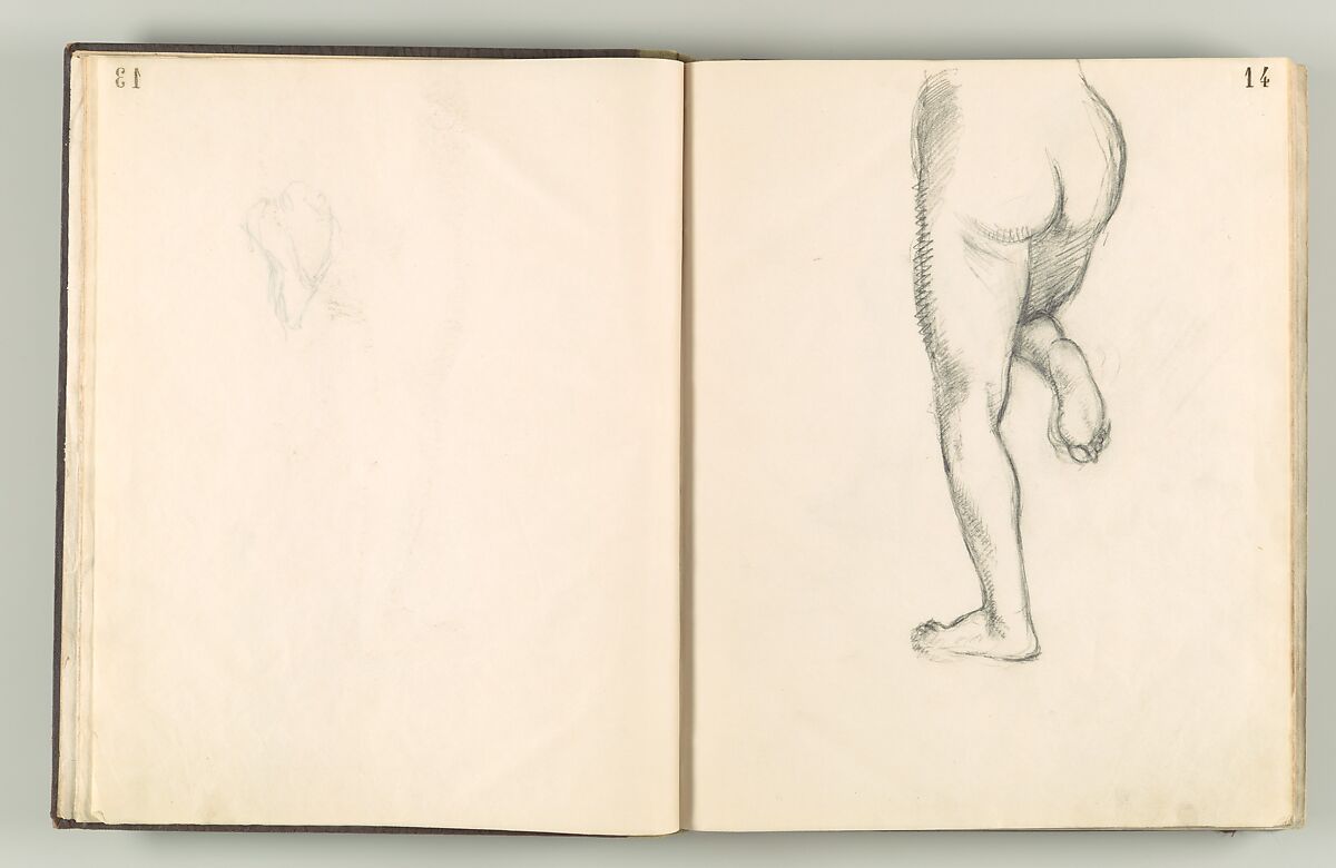 Album of Forty-five Figure Studies, Edgar Degas (French, Paris 1834–1917 Paris), Black chalk on thin, eggshell paper