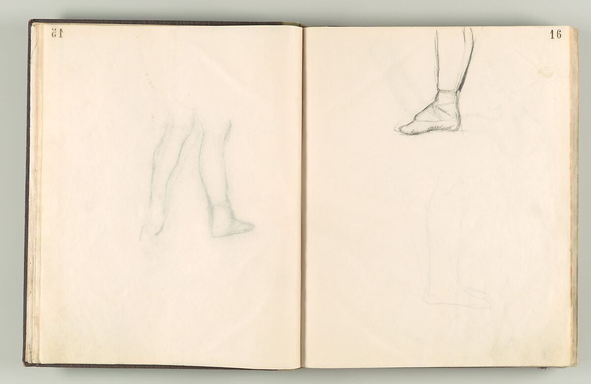 Album of Forty-five Figure Studies, Edgar Degas (French, Paris 1834–1917 Paris), Black chalk on thin, eggshell paper