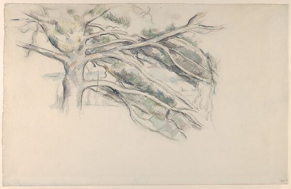 Large Pine, Study, Paul Cézanne (French, Aix-en-Provence 1839–1906 Aix-en-Provence), Graphite and watercolor 