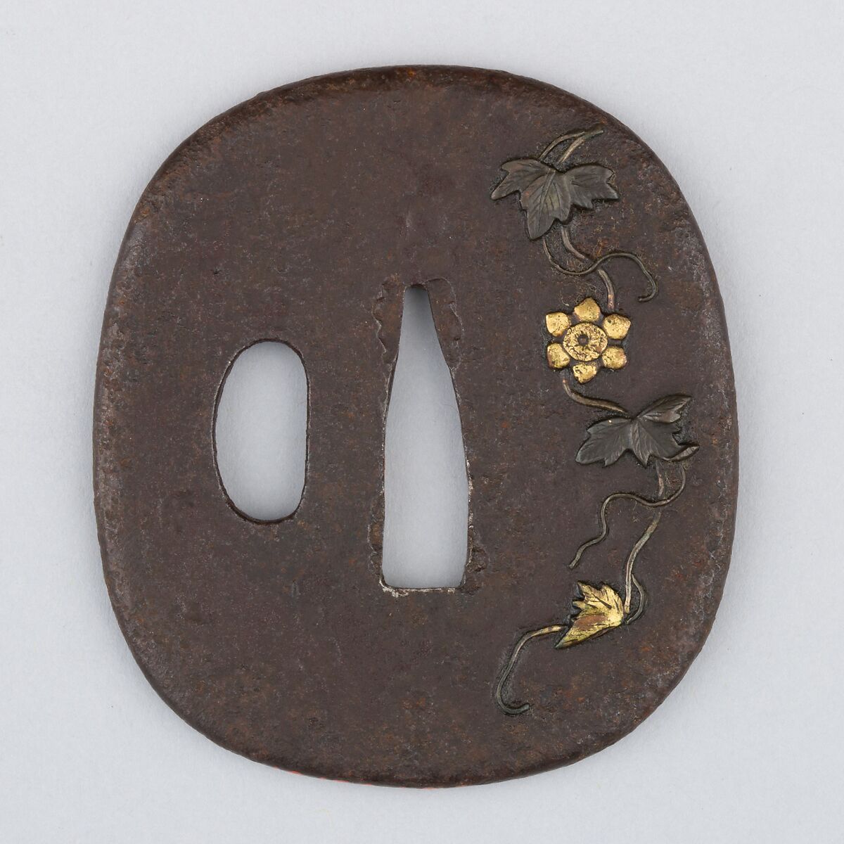 Sword Guard (Tsuba), Iron, copper, gold, Japanese 