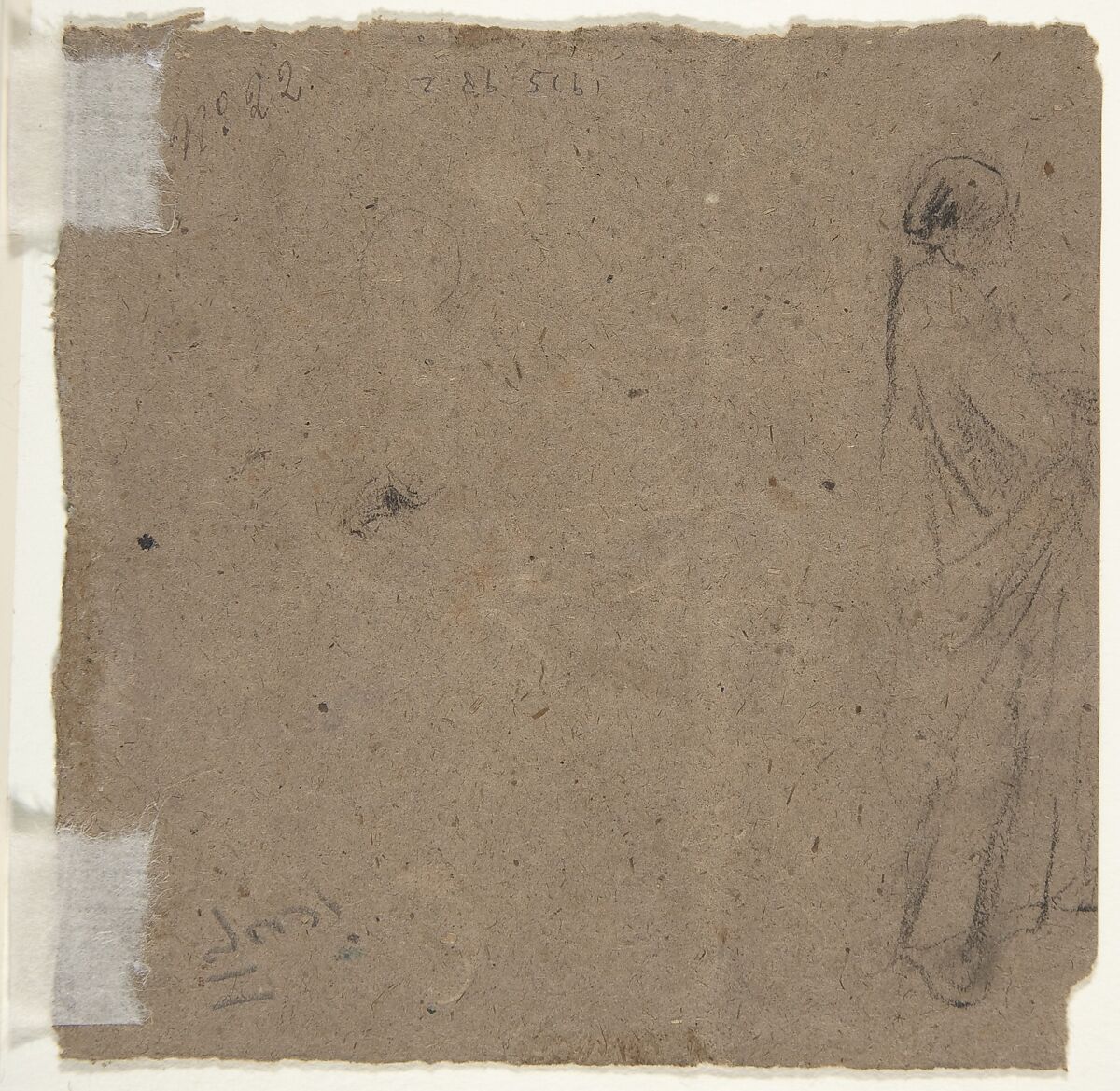 Study for Ugolino, Jean-Baptiste Carpeaux (French, Valenciennes 1827–1875 Courbevoie), Black chalk on brownish paper