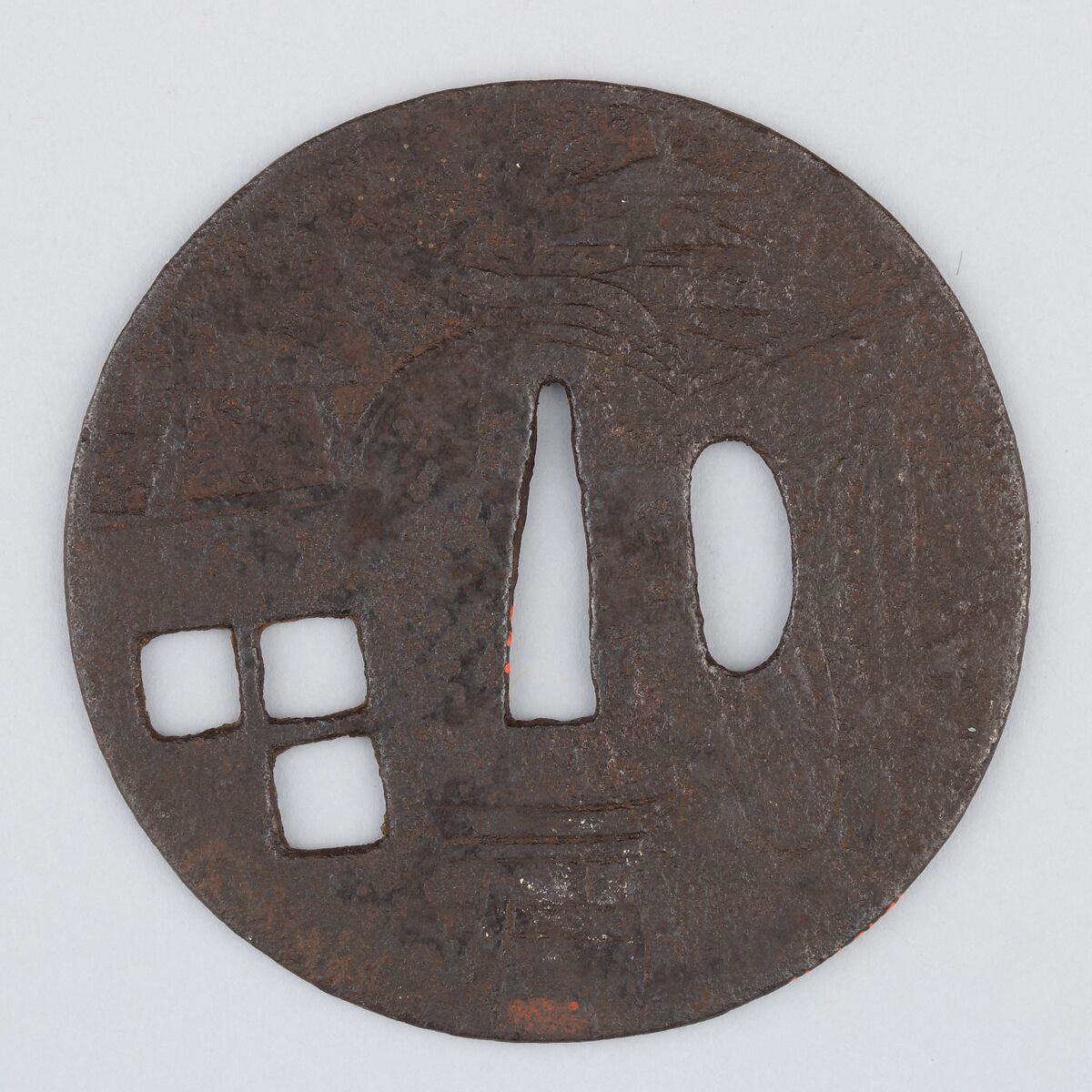 Sword Guard (Tsuba), Iron, copper, Japanese