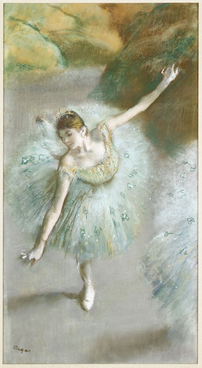 Dancer in Green, Edgar Degas (French, Paris 1834–1917 Paris), Pastel 