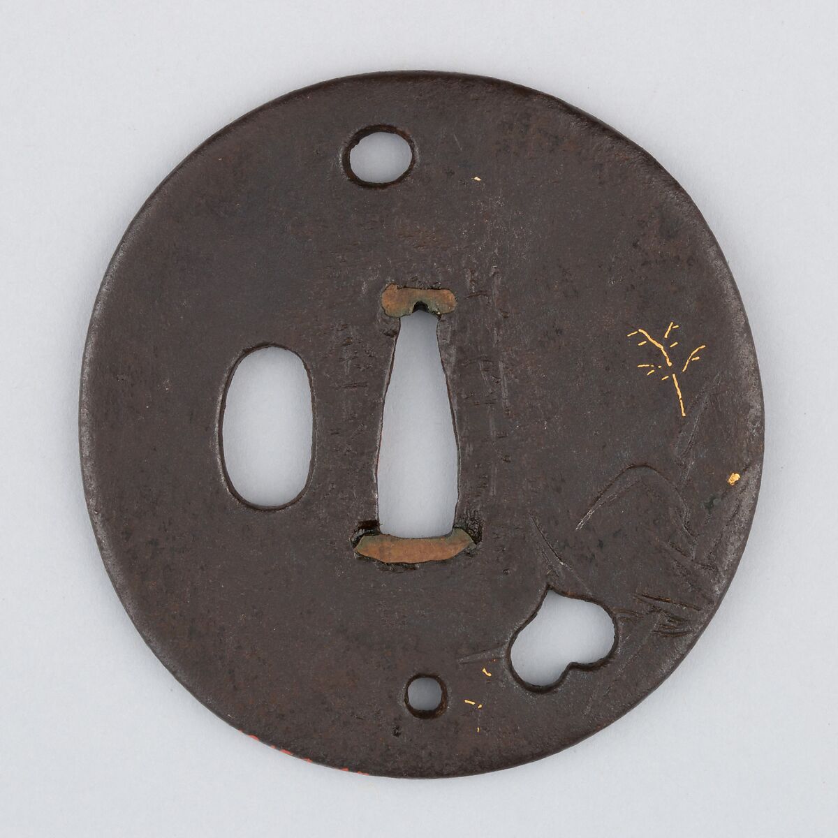 Sword Guard (Tsuba), Iron, copper, Japanese 