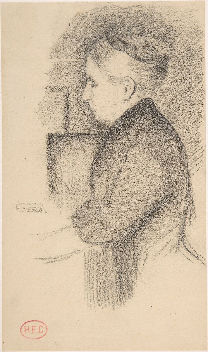 Portrait of the Artist's Mother, Henri-Edmond Cross (Henri-Edmond Delacroix) (French, Douai 1856–1910 Saint-Clair), Conté crayon; lined 