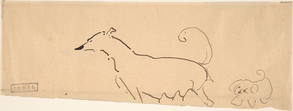 Two Dogs, Henri de Toulouse-Lautrec (French, Albi 1864–1901 Saint-André-du-Bois), Pen and brown ink 
