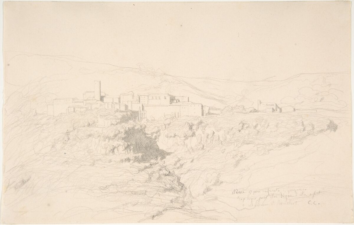 View of Nemi, Camille Corot (French, Paris 1796–1875 Paris), Graphite on cream wove paper 