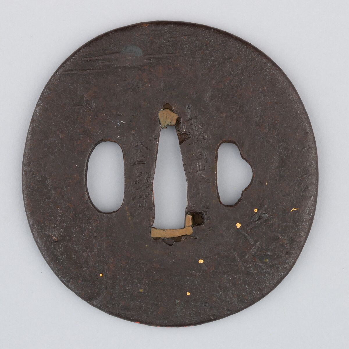 Sword Guard (Tsuba), Iron, copper, Japanese 