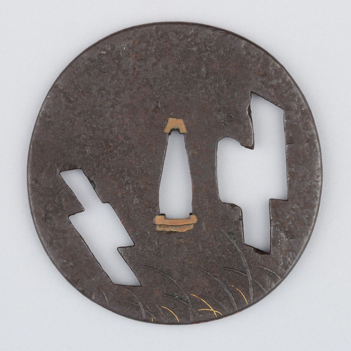 Sword Guard (Tsuba), Iron, silver, copper, Japanese