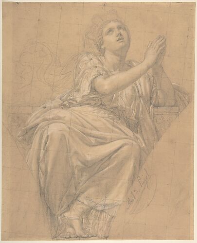 Allegorical Figure of the City of Piacenza, for a Pendentive in the Chapel of Saint-Roch, Church of Saint-Sulpice, Paris (recto); Studies for the Same Figure (verso)