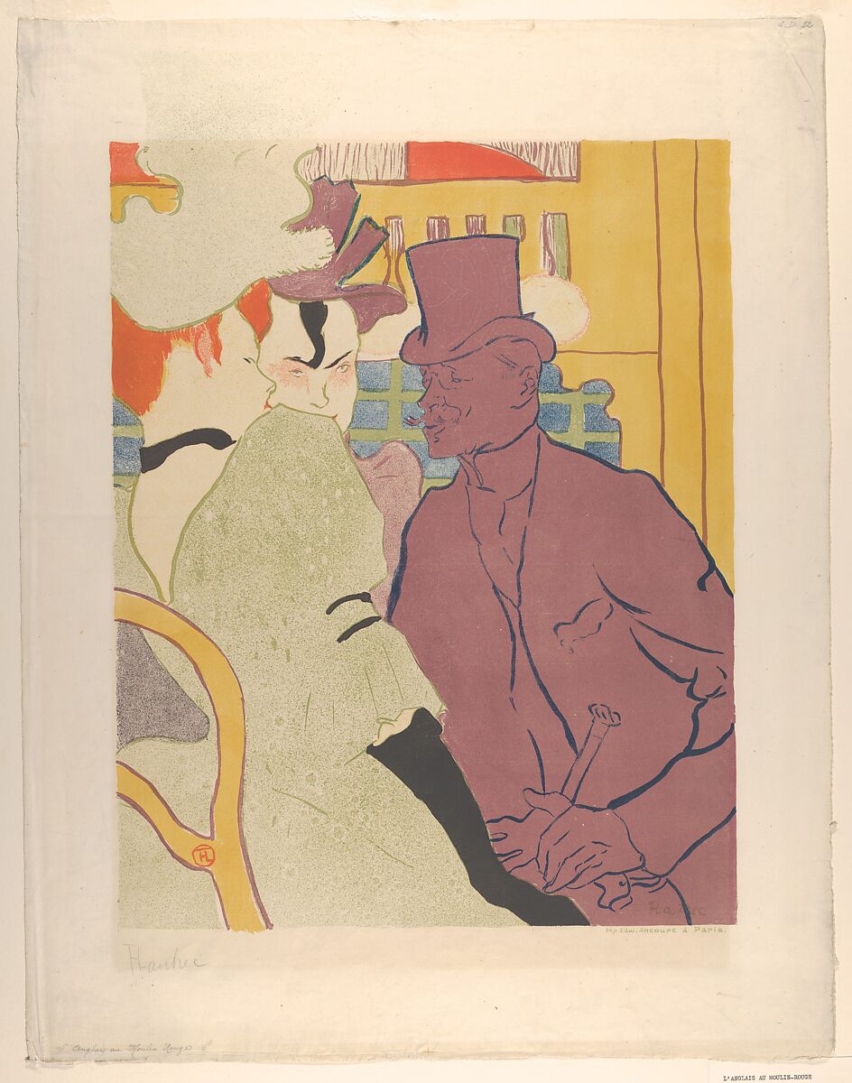 The Englishman at the Moulin Rouge, Henri de Toulouse-Lautrec (French, Albi 1864–1901 Saint-André-du-Bois), Lithograph printed in six colors on laid paper; second state of two 
