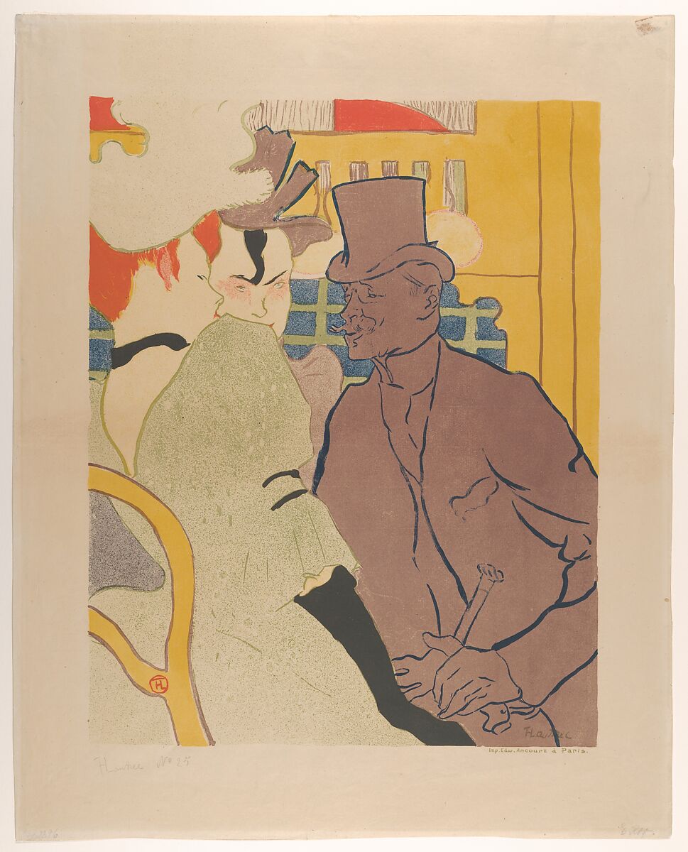 The Englishman at the Moulin Rouge, Henri de Toulouse-Lautrec  French, Lithograph printed in six colors on laid paper; second state of two