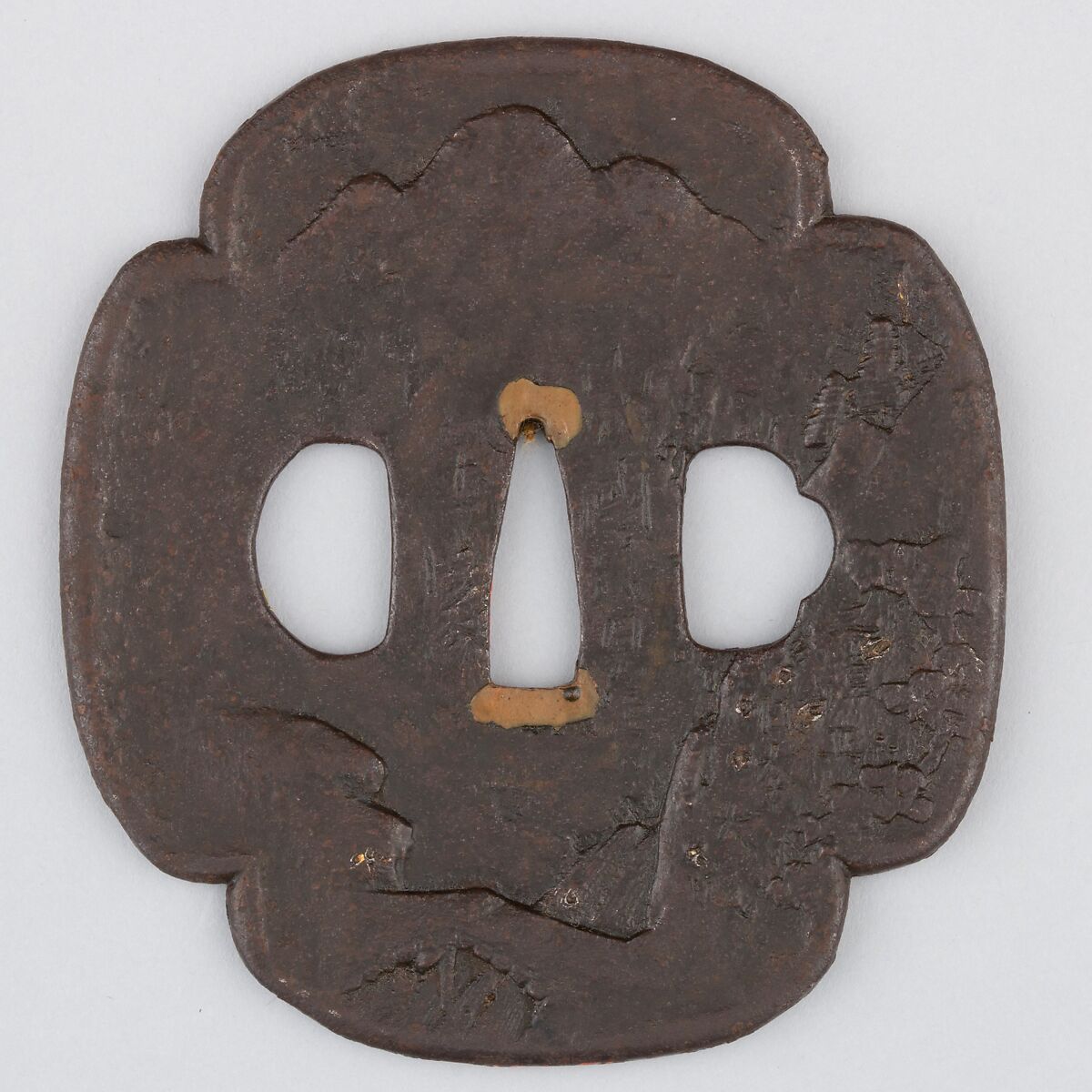 Sword Guard (Tsuba), Iron, copper, Japanese 