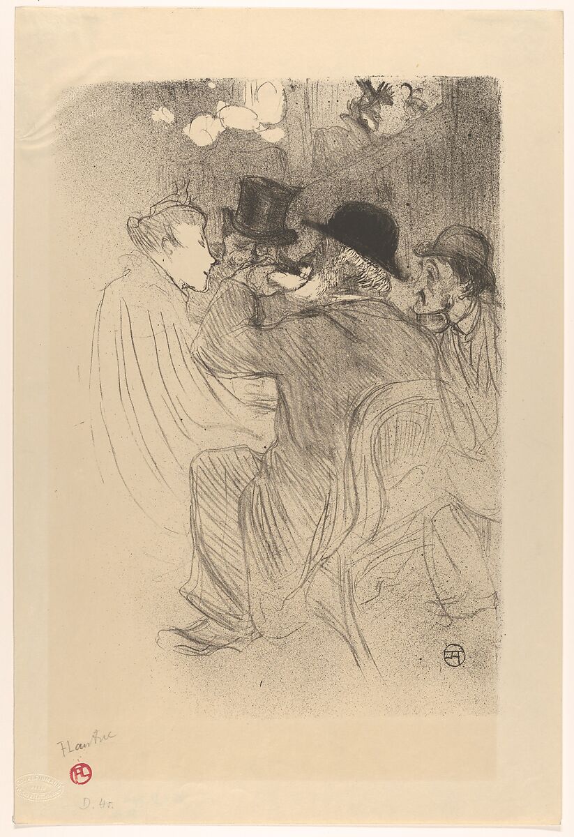 Au Moulin Rouge: Un Rude!  Un Vrai Rude!, Henri de Toulouse-Lautrec (French, Albi 1864–1901 Saint-André-du-Bois), Crayon, brush, and spatter lithograph with scraper printed in black on imitation japan paper; only state 