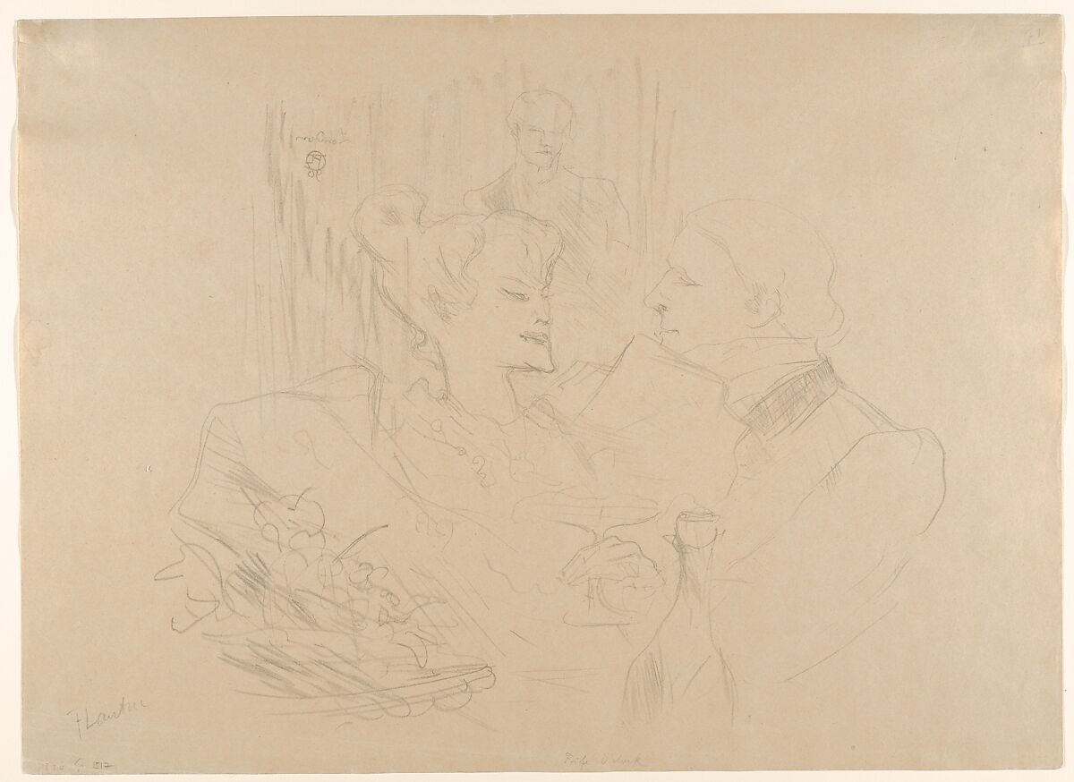 Five O'Clock:  Supper in London, Henri de Toulouse-Lautrec (French, Albi 1864–1901 Saint-André-du-Bois), Lithograph on vellum 