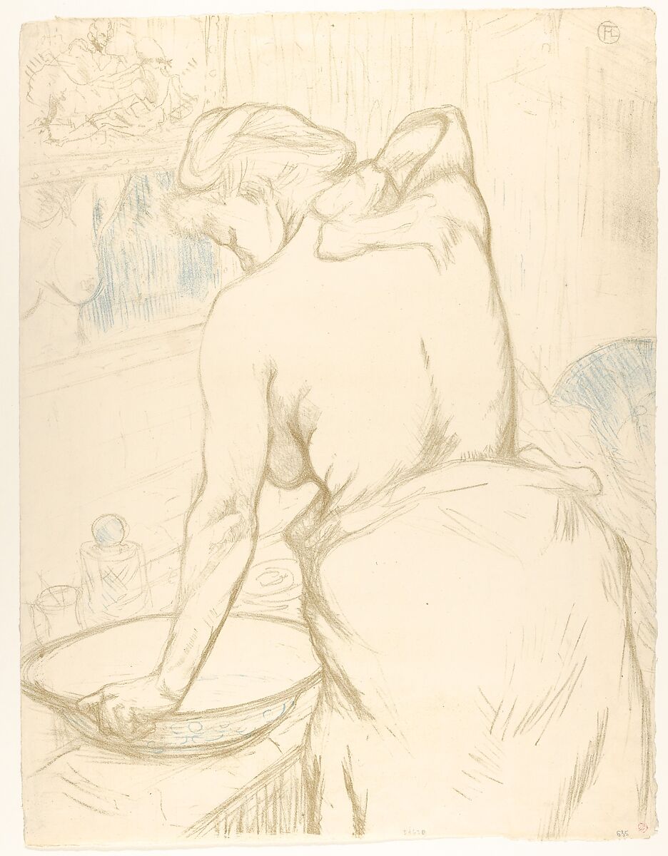 Washing, Henri de Toulouse-Lautrec (French, Albi 1864–1901 Saint-André-du-Bois), Lithograph printed in two colors 