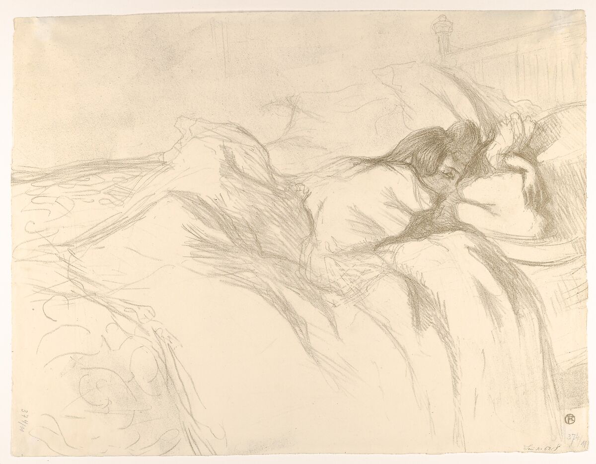 Waking Up, Henri de Toulouse-Lautrec (French, Albi 1864–1901 Saint-André-du-Bois), Lithograph printed in drab green on wove paper 