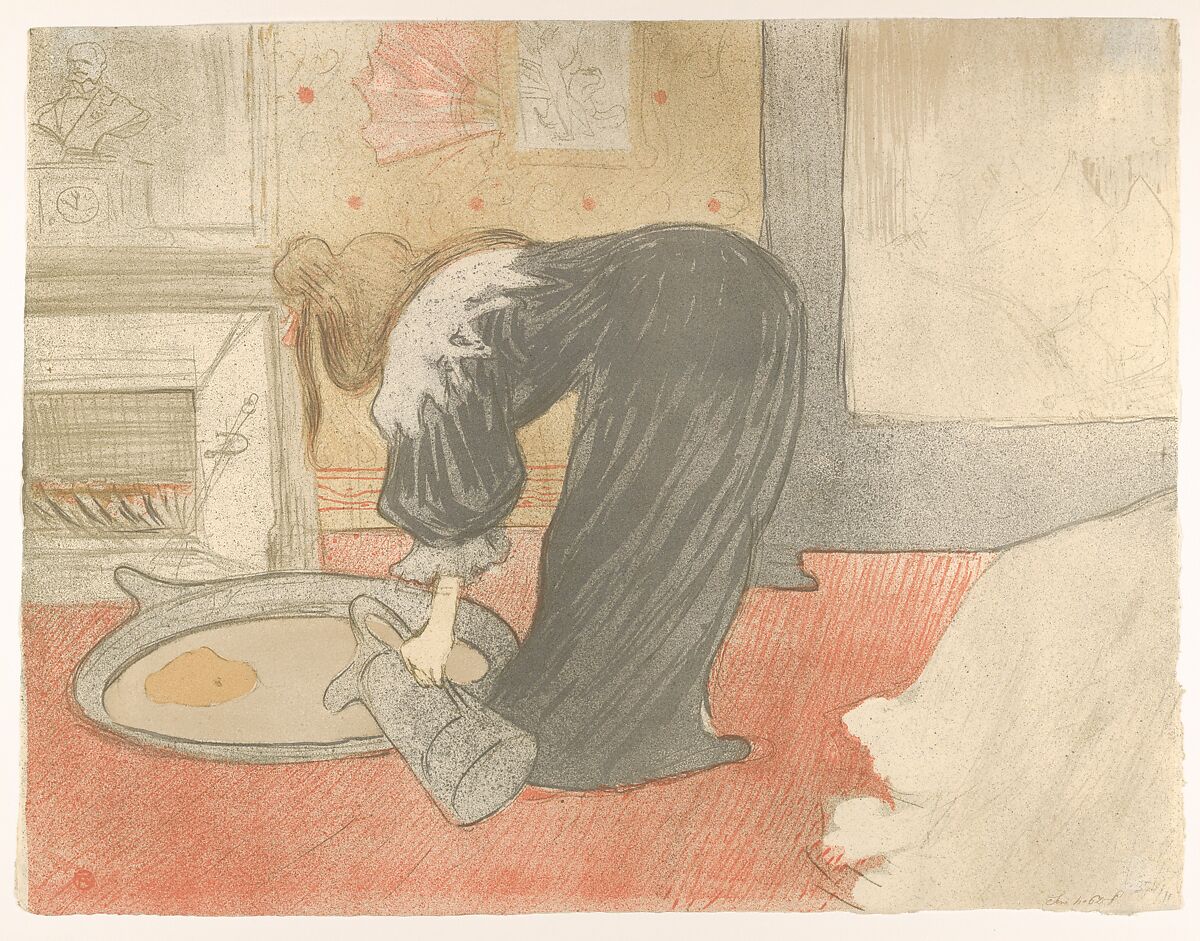 Filling a Tub, Henri de Toulouse-Lautrec (French, Albi 1864–1901 Saint-André-du-Bois), Lithograph printed in five colors on wove paper 