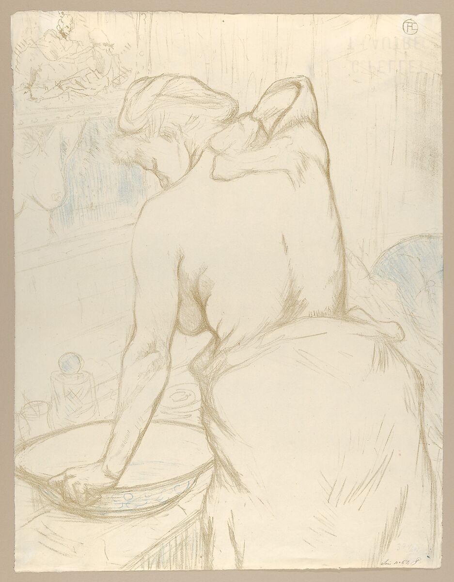 Washing, from "Elles", Henri de Toulouse-Lautrec (French, Albi 1864–1901 Saint-André-du-Bois), Lithograph printed in two colors on wove paper 