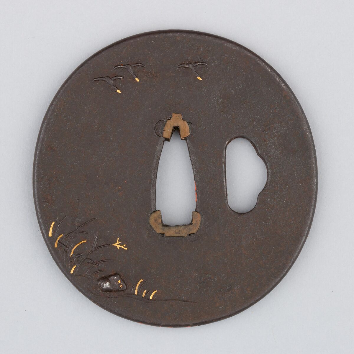Sword Guard (Tsuba), Iron, copper, Japanese