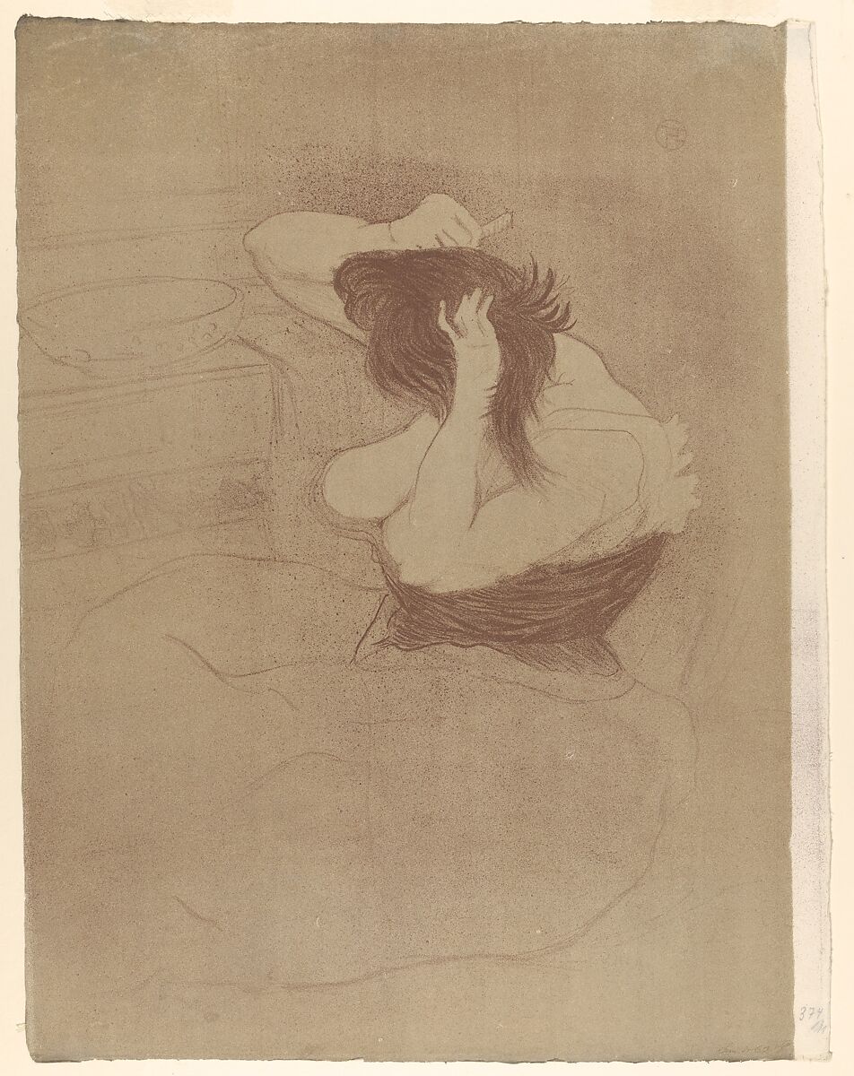 Combing Hair, Henri de Toulouse-Lautrec (French, Albi 1864–1901 Saint-André-du-Bois), Lithograph printed in two colors on wove paper 
