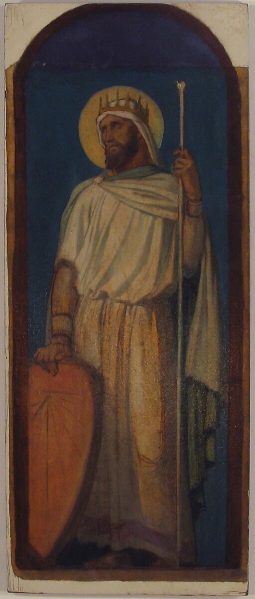 Hezekiah, King of Judah, Hippolyte Flandrin (French, Lyons 1809–1864 Rome), Oil over pen and brown ink