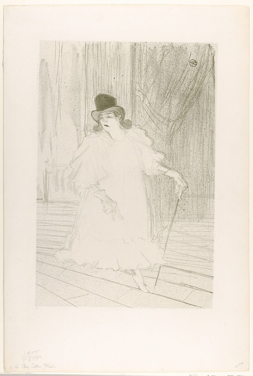 Cecy Loftus, Henri de Toulouse-Lautrec (French, Albi 1864–1901 Saint-André-du-Bois), Crayon and spatter lithograph printed in dark green on mounted china paper; only state 