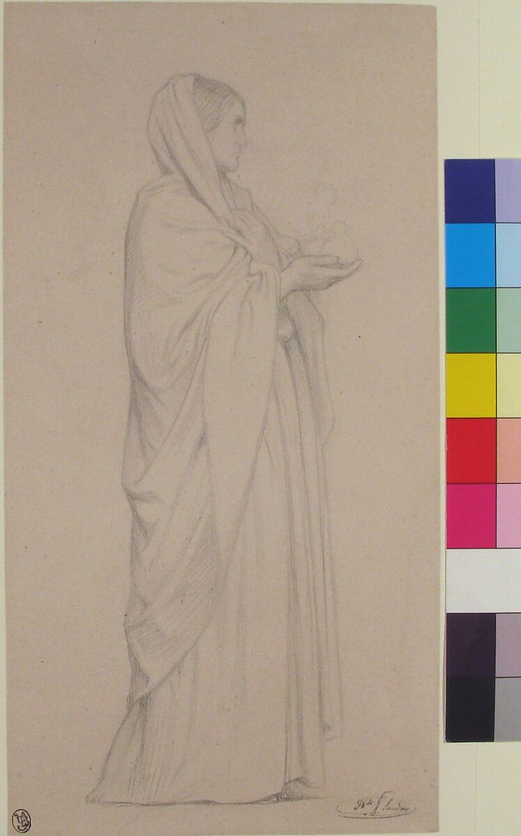 Standing Female Saint, Hippolyte Flandrin (French, Lyons 1809–1864 Rome), Graphite