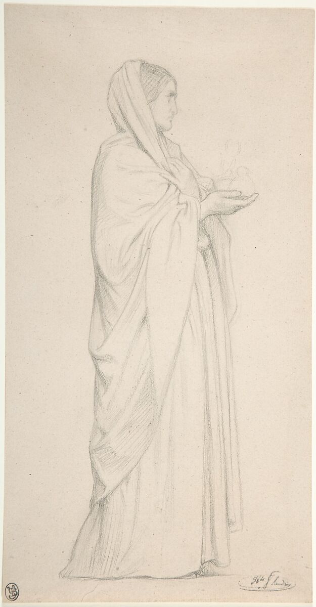 Standing Female Saint, Hippolyte Flandrin (French, Lyons 1809–1864 Rome), Graphite 