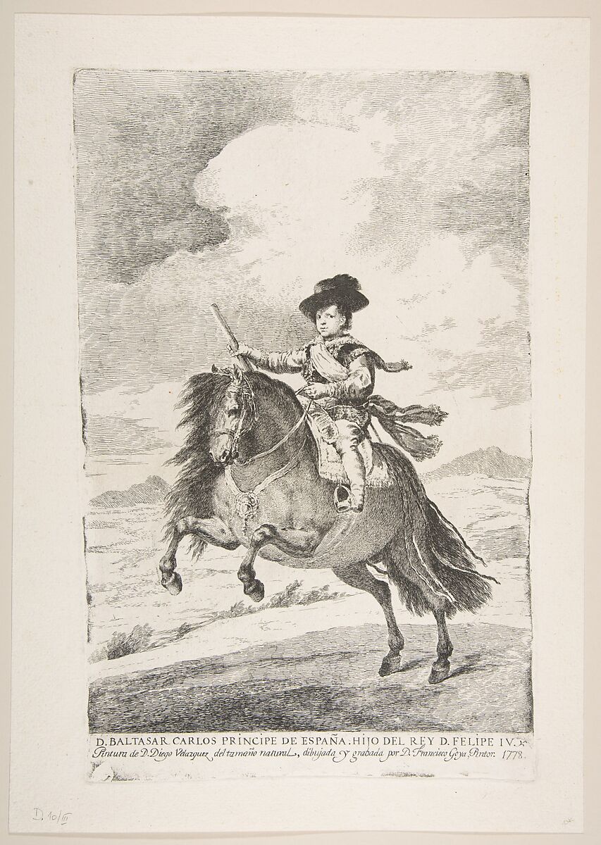 Baltasar Carlos on horseback, Goya (Francisco de Goya y Lucientes) (Spanish, Fuendetodos 1746–1828 Bordeaux), Etching and drypoint printed in black ink 